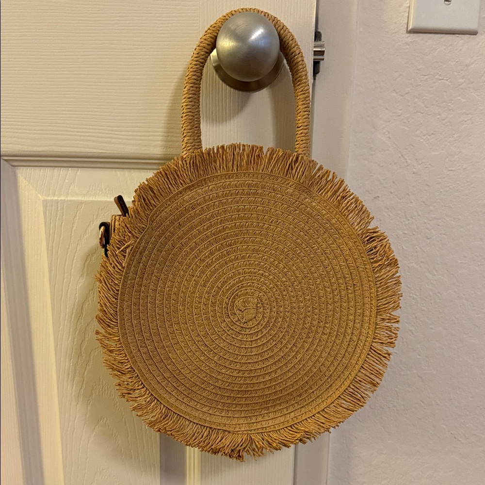 LC Lauren Conrad Tan Fringe Round Shoulder Bag